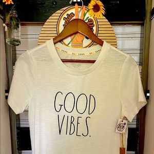 RAE DUNN~ Good Vibes ✌️White T-shirt